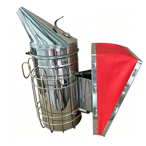 Nouveau souffleur manuel en acier inoxydable et cuir (Argent/Jaune) pour l'apiculture - Product Image 2