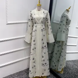 Abaya gaun Muslim wanita 2023 Dubai warna Solid ukuran besar Set wanita gaun Timur Tengah 2 potong Set wanita