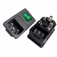 Module d'entrée d'alimentation IEC 320 C14 avec interrupteur à bascule et porte-fusible, montage sur panneau, prise CA à clipser, 10A 250V, trois en un