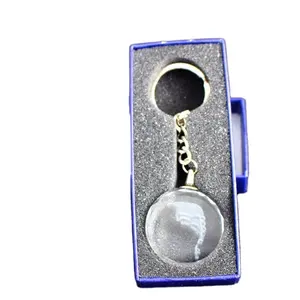3D Laser Engraving Crystal Glass Keychain for Gifts