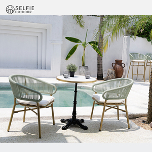 เก้าอี้สวนทันสมัยแสนสบายพร้อมโครงอะลูมิเนียมและหวาย PE สำหรับรับประทานอาหารกลางแจ้งและใช้ในโรงแรม - Product Image 1