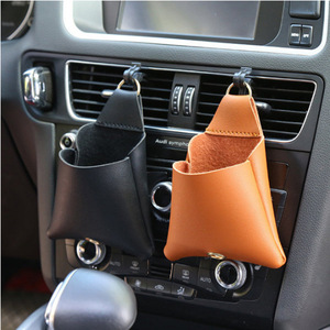 Bolsa de almacenamiento para coche, bolsa colgante para rejillas de ventilación, bolsa de almacenamiento multifuncional de cuero PU para accesorios de coche, soporte para teléfono de coche - Product Image 1