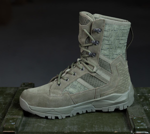 Bottes tactiques en cuir de vachette suédé vert forêt SFB8, sans fermeture éclair latérale, vente en gros. - Product Image 2