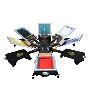 Multi Color Screen Printing Machine, 6-color 6-station Screen Printing Machine, T-shirt Printing