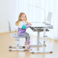 Ensemble de chaise de bureau fonctionnelle pour enfants Diroan, design moderne, ergonomique, hauteur réglable, bureau inclinable, lumière LED, tiroir de rangement, chambre de garçon