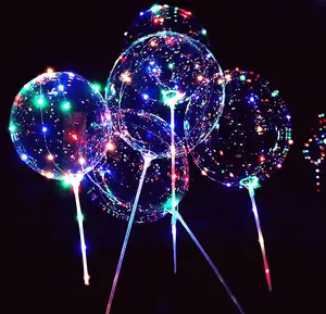Balões iluminados de led, balões transparentes com fio de led, para decoração de festas infantis, aniversário e casamentos, gás hélio, bolas de gás