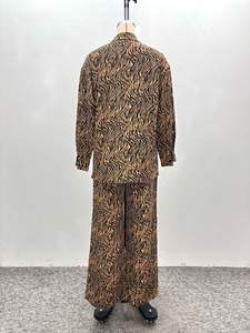 African Women's Zebra Print Long Sleeve Lapel Shirt Vintage Wide Leg <b>Pants</b> 2 Piece Loose Set Fashion - Product Image 6