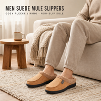 Chaussons mules fermés pour hommes, doublés polaire chauds pour l'hiver, antidérapants, à semelle épaisse, confortables pour l'intérieur et l'extérieur