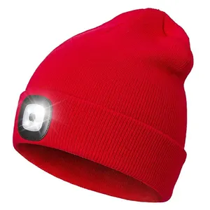 男女通用发光二极管灯帽针织帽可拆卸充电灯攀爬大功率臀部流行时尚针织帽