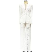Ensemble deux pièces haut de gamme en dentelle unie, style européen, élégant et chic, avec pantalon droit, effet amincissant, Nouveauté 2026, Stock usine