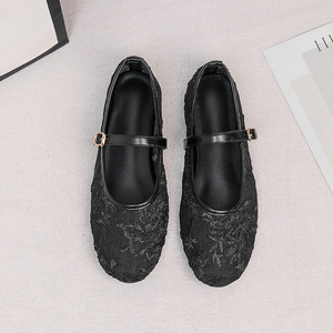 Ballerines élégantes pour femmes, chaussures d'été à enfiler, en dentelle et maille, chaussures habillées pour femmes - Product Image 5