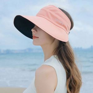 Women <b>Summer</b> <b>Hats</b> Double-sided Sun <b>Hat</b> Female <b>Summer</b> Anti-UV Large Brim Visor Cap Outdoor Sports Sun Visor <b>Hats</b> - Product Image 1