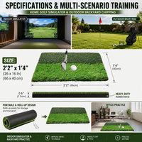 Tapis de frappe de golf personnalisé double gazon 2'2x1'4 en caoutchouc pour simulateur de golf, aides à l'entraînement, clubs de golf, balles et accessoires