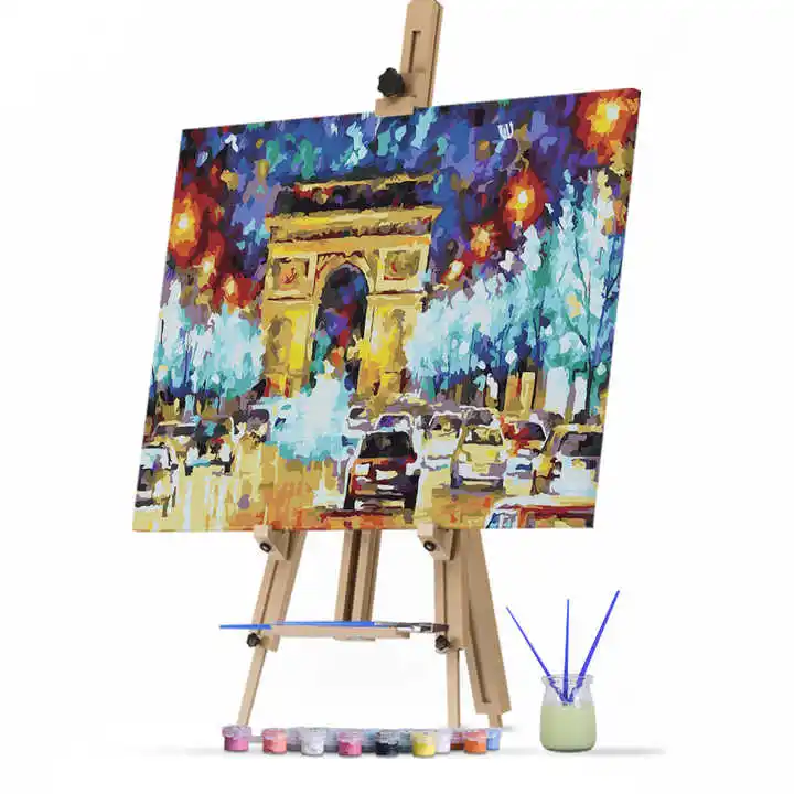 Immagine impressionista personalizzata famosa Arc de Triomphe Paris Street paesaggio di pittura acrilica da te