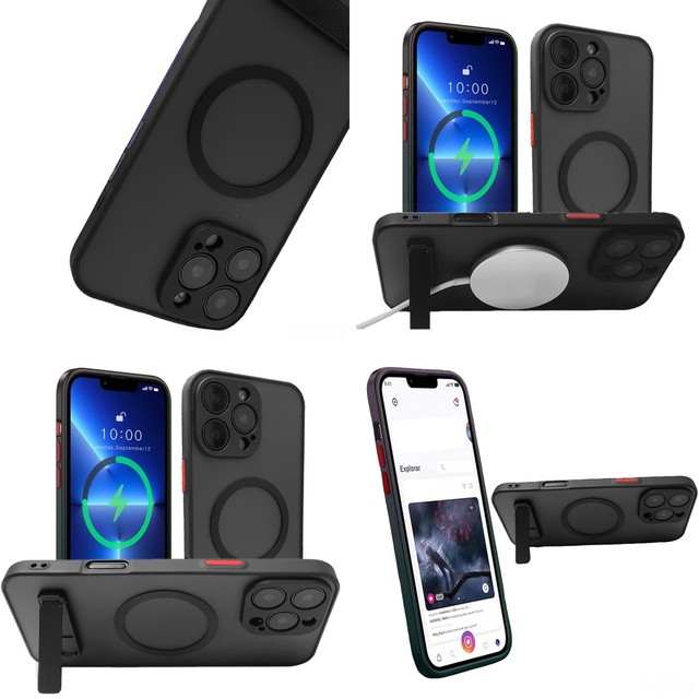 High Quality Phone Accessories Wholesale Matte Magnetic Case for iphones 15 Pro Max 16 17 Air 14 13 12 11 Cover with Kickstand