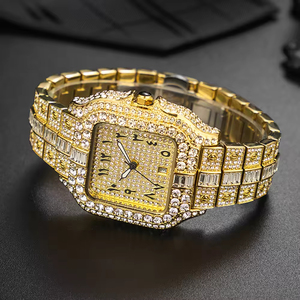 Gran oferta 2025, reloj deportivo dorado y negro para hombre, decoración de diamantes, modelo brillante, modelo de moissanita de lujo personalizable - Product Image 4