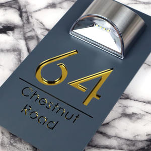 Plaque d'adresse de maison personnalisée, lumière LED solaire, plaque d'adresse résidentielle moderne, plaque d'adresse découpée <span class=keywords><strong>au</strong></span> laser 3D, plaque de porte extérieure, <span class=keywords><strong>nom</strong></span> de rue - Product Image 3