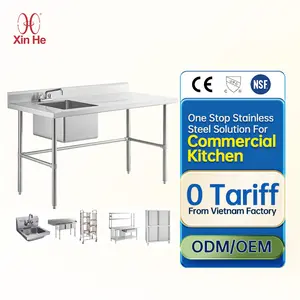 طاولة مطبخ تجارية من الفولاذ المقاوم للصدأ متعددة الوظائف شديدة التحمل طاولة عمل