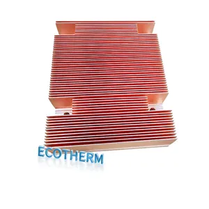 Ecothermカスタムアルミニウムプロファイル銅パイプヒートシンクハイパワースキーフィン銅ヒートシンク