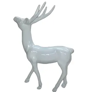 Unique Creative Elegant Classy Long Antler Reindeer Design Fiberglass Outdoor Decoration Life Size Resin Statue Sculpture