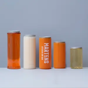 Food Grade 400/355/330/250/200Ml Wegwerp Clear Pet Kan Plastic Flessen Voor Drank dranken Met Aluminium Gemakkelijk Open Pop Deksels