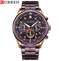 Montre chronographe à quartz pour homme CURREN 8399, luxe, acier inoxydable, aiguilles lumineuses