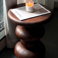 Table d'angle d'appoint en bois massif de Style milieu de siècle Style Wabi-Sabi ovale empilé bois naturel pour la maison salon décor Art