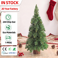 Sapin de Noël en PVC réaliste avec base en bois, petit format pour table, matériaux écologiques, inodore, ignifuge, décoration intérieure