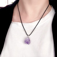Améthyste naturelle pendentif irrégulier pierre brute cristal violet bijoux faits à la main collier unique pour femmes hommes pierre précieuse de guérison