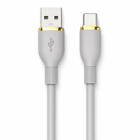 Kabel Data Pengisian Cepat USB-A ke USB-C TPE 1m dengan Konektor Cincin Berlapis Emas, Kabel Sinkronisasi Tahan Lama