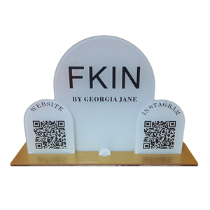 Porte-badge de code QR personnalisé Tableau de menu de bureau Scan de <span class=keywords><strong>magasin</strong></span> Icône de médias sociaux en acrylique payée - Product Image 1