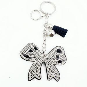 Key Chain Holiday hot diamond bow keychain Korean velvet hot diamond bow <b>tie</b> bow Alloy & Metal Gift gift wholesale Key Chain - Product Image 2