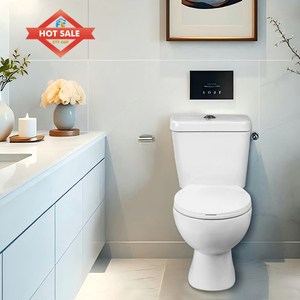 <span class=keywords><strong>WC</strong></span> en céramique à deux pièces blanc, à poser au sol, avec chasse d'eau, pour salle de bain - Product Image 1