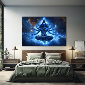 Cuadro <span class=keywords><strong>de</strong></span> Porcelana con Cristal <span class=keywords><strong>de</strong></span> Lujo Moderno del Dios Hindú Shiva, Impresión HD, Arte Mural Cósmico <span class=keywords><strong>de</strong></span> Mahadev para Sala <span class=keywords><strong>de</strong></span> Estar o Sofá - Product Image 3