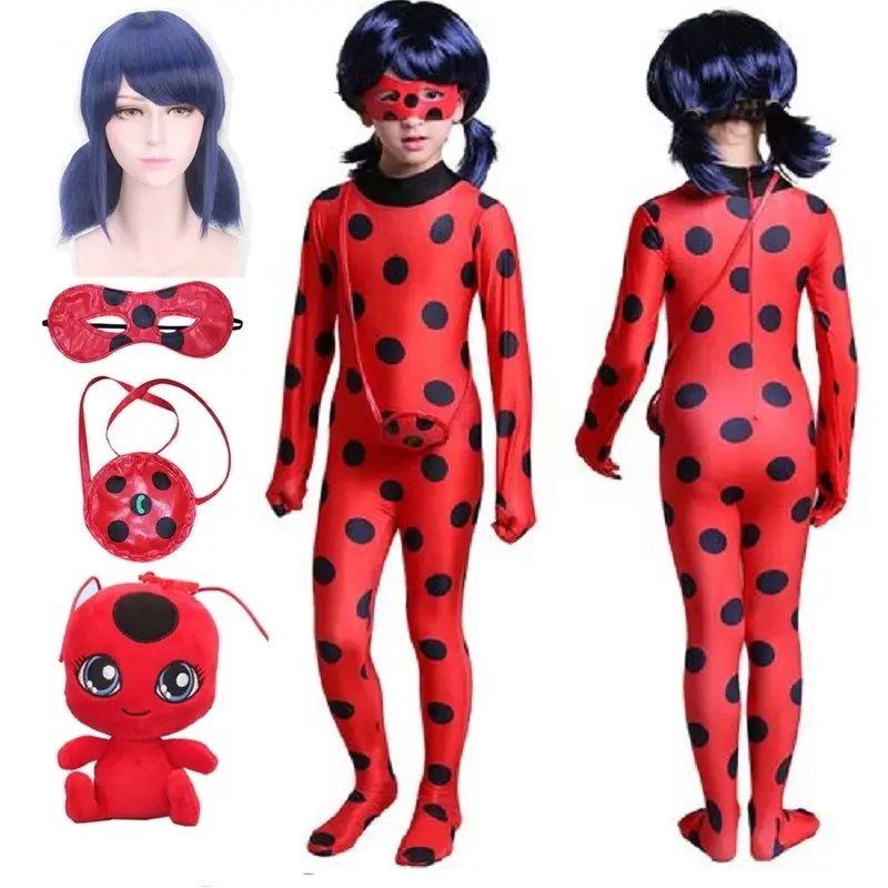 Combinaison pour fille Halloween à pois rouges, costume cosplay pour fête d'anniversaire pour enfants