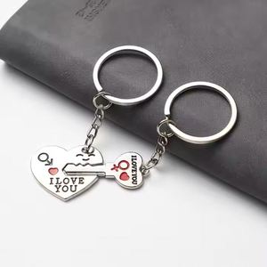 Llaveros de Metal con Forma de Corazón al por Mayor de Fábrica, Llavero de Pareja con la Frase I LOVE YOU - Product Image 2