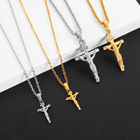 Hiphop Jésus Croix Pendentif 18K Plaqué Or Boussole Casque Charme Étanche En Acier Inoxydable Hommes Lion Collier pour La Fabrication De Bijoux