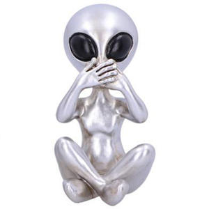 Trois extraterrestres sages WXA08 Ne pas voir Ne pas écouter Ne pas parler alien Résine Artisanat Ornements - Product Image 6