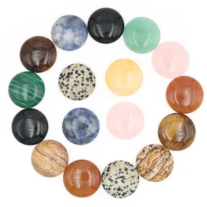 Natural Cabochon 25mm crystal quartz stone bead round flat back cabochon stone for jewelry making
