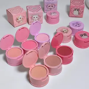 Gege bear kitten soft mist blush with puff and mirror natural tender matte face expanding color cute blusher 6 colors