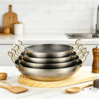 Poêle de cuisson multifonctionnelle en acier inoxydable FLEY, antiadhésive, pour usage commercial, ustensile de cuisine coréen, vente en gros