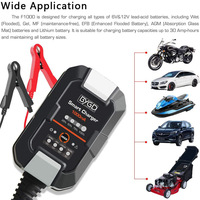 Chargeur de batterie intelligent BYGD 3 étapes 1A 15W 6V/12V pour batteries LiFePO4/AGM/EFB/GEL/Plomb-Acide, en ABS ignifuge pour voiture