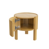 Ensemble de tables de salon 3 pièces avec 1 table basse et 2 tables d'appoint, bois massif en caoutchouc, porte à fermeture douce, naturel, 47 pouces
