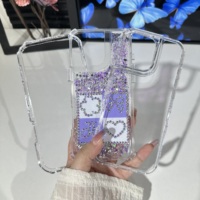 Étui de luxe scintillant à paillettes liquides pour iPhone 16 15 14 13 Pro Max, coque de téléphone Bling avec diamants, nœud et cœur