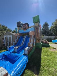 Combo de Tobogán Doble Mine-craft (Húmedo o Seco con Piscina - Tobogán Acuático y Casa de Brinco), Casa de Brinco Combo de Doble Carril Mine-craft - Product Image 4