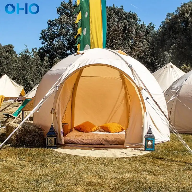 OHO الساخن 3m خيمة تخييم قابلة للنفخ في الهواء الطلق خيمة على شكل قبة منفوخة بالهواء للبيع