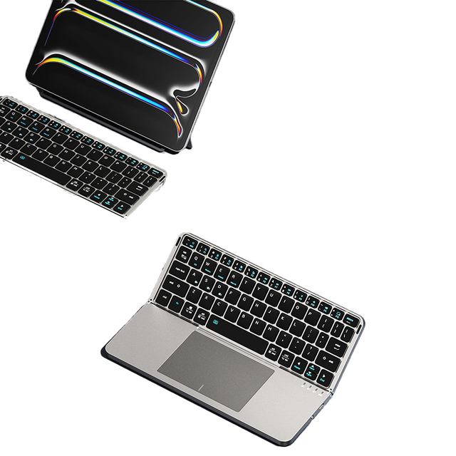 New Folding Design BT Wireless Keyboard Touchpad Simulate Mouse 78 Keys Membrane USB Type-C 3-Key for Tablet Computer