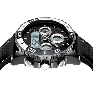 Montre de sport analogique-numérique à double mouvements Veilleuse de nuit Alarme de synchronisation étanche Montre numérique en cuir pour hommes - Product Image 4