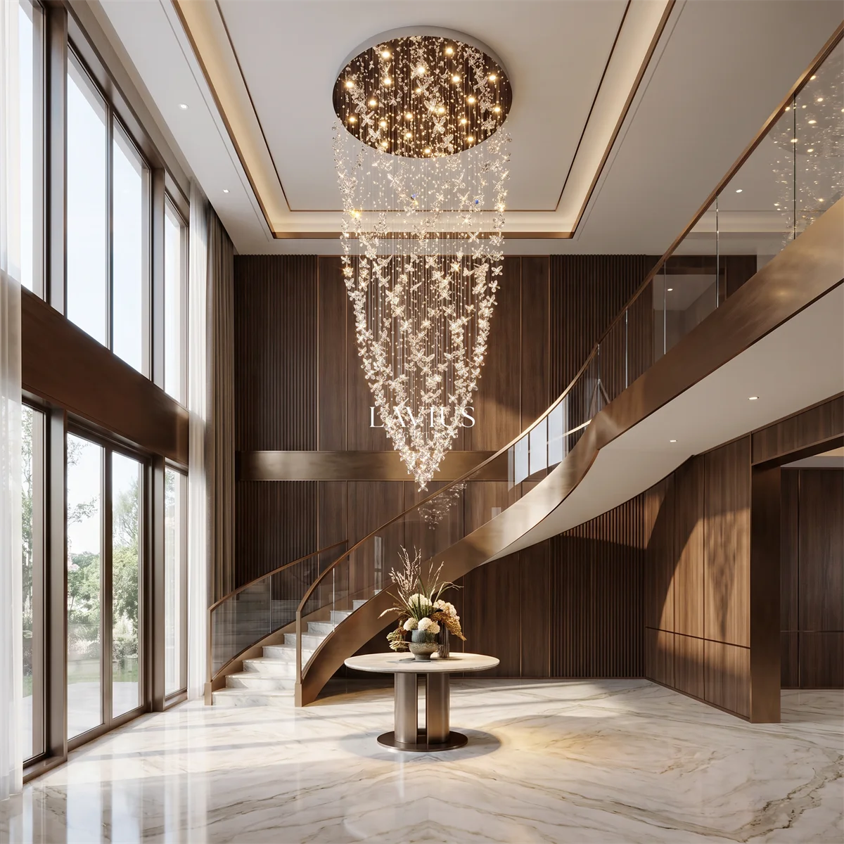 Customized Modern Crystal Spiral Chandeliers Pendant Light Crystal for Hotel Villa Staircase High Ceiling Home Project Lighting · image 4