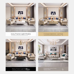 Divano in pelle di lusso americano stile europeo leggero Set di <span class=keywords><strong>mobili</strong></span> in legno massello stile francese <span class=keywords><strong>per</strong></span> <span class=keywords><strong>piccolo</strong></span> appartamento Villa soggiorno - Product Image 5